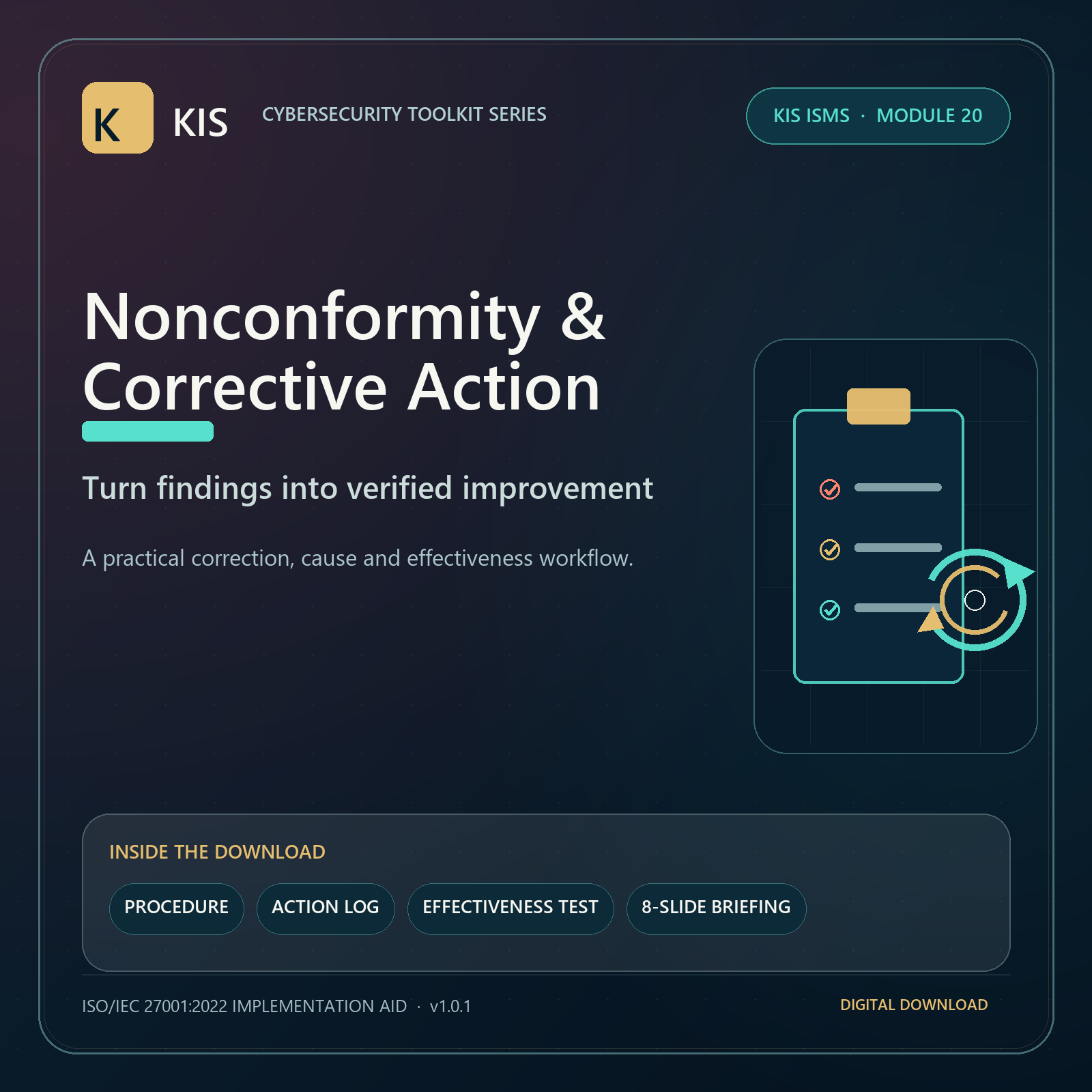 KIS ISMS Module 20: Nonconformity and Corrective Action Toolkit